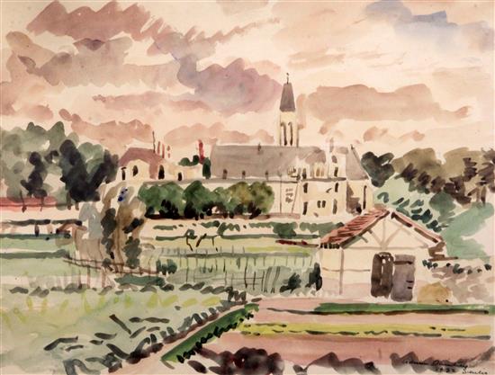 Adrian Daintrey (1902-1988) View of a French church 12.75 x 16.5in.